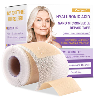 ✅Official Store | Ourlyard® Hyaluronic Acid Nano Microneedle Repair Tape 🦘✴️(Repairs wrinkles, fine lines, skin laxity, etc., suitable for multiple areas such as the face, hands, abdomen, legs – 4cm x 150 cm roll)