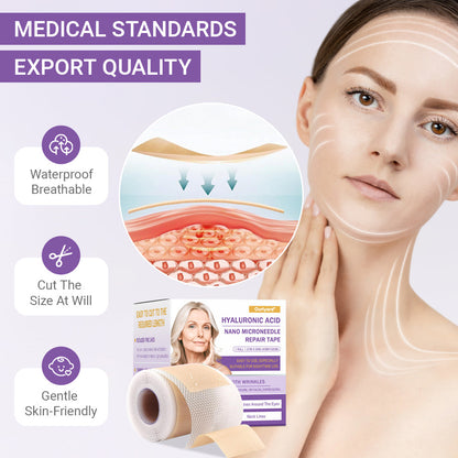 ✅Official Store | Ourlyard® Hyaluronic Acid Nano Microneedle Repair Tape 🦘✴️(Repairs wrinkles, fine lines, skin laxity, etc., suitable for multiple areas such as the face, hands, abdomen, legs – 4cm x 150 cm roll)