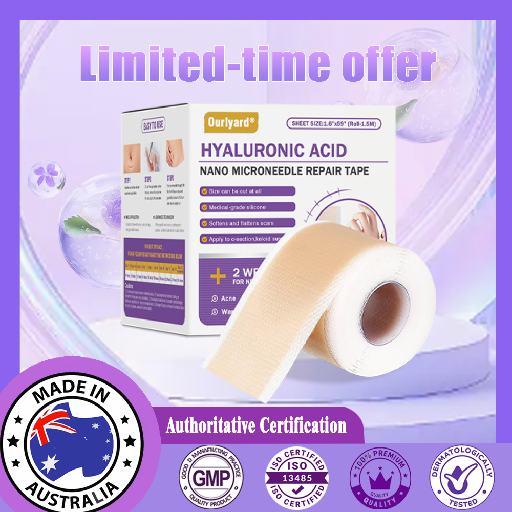 ✅ TGA Approved | Ourlyard® Hyaluronic Acid Nano Microneedle Repair Tape🦘🍀 (Effective in fading various types of scars, including surgical scars, burn scars, acne scars, and stretch marks, while improving uneven skin tone and skin imperfections.)