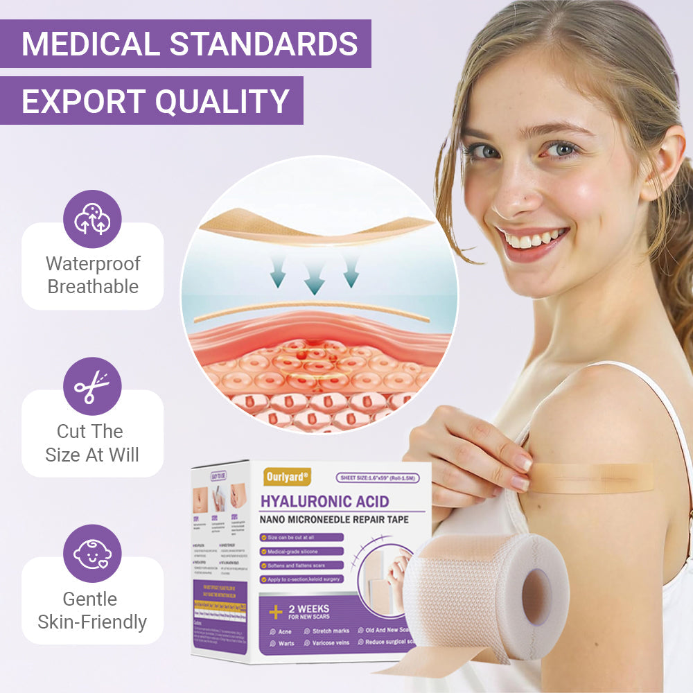 ✅ TGA Approved | Ourlyard® Hyaluronic Acid Nano Microneedle Repair Tape🦘🍀 (Effective in fading various types of scars, including surgical scars, burn scars, acne scars, and stretch marks, while improving uneven skin tone and skin imperfections.)