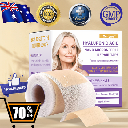 ✅Official Store | Ourlyard® Hyaluronic Acid Nano Microneedle Repair Tape 🦘✴️(Repairs wrinkles, fine lines, skin laxity, etc., suitable for multiple areas such as the face, hands, abdomen, legs – 4cm x 150 cm roll)